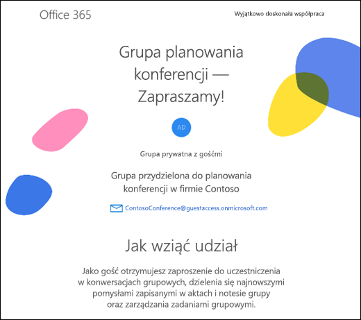 Obraz wiadomości powitalnej dla Gości grupy