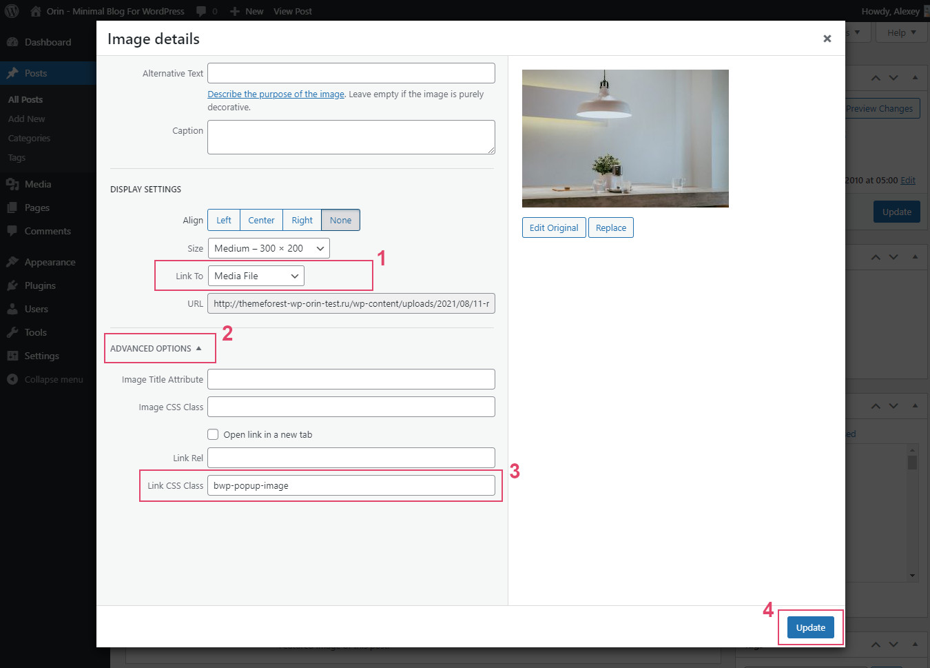 Classic editor: Popup image