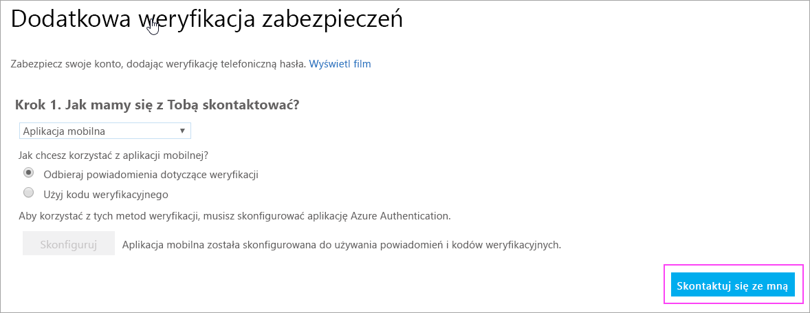 Kliknij pozycję Skontaktuj się ze mną