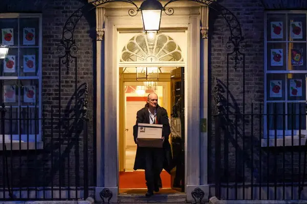 Dominic Cummings leaving 10 Downing Street in London on Friday.