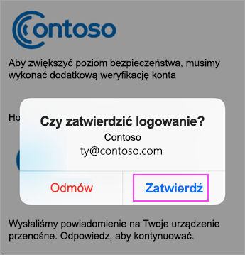 Naciśnij przycisk Zatwierdź, aby zezwolić na logowanie.