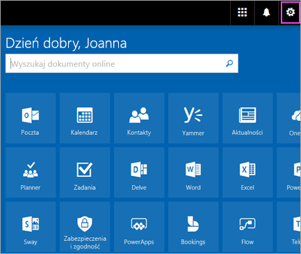 Wybierz pozycję Ustawienia
