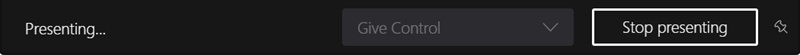 Screenshot showing that the Give Control option is not available.