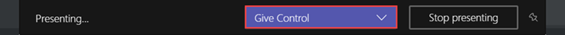 Screenshot showing the Give Control option.